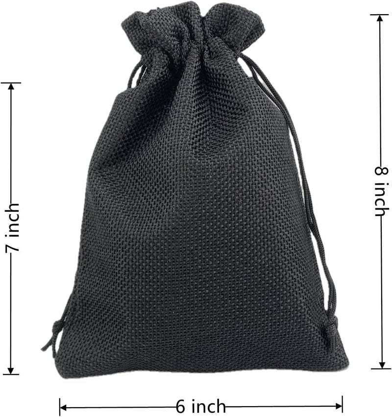 NUBIAA 20Pcs 6x8 inch Burlap Gift Bags with Drawstring Recyclable Linen Sacks Bag for Wedding Favors Party (BLACK) - Image 5