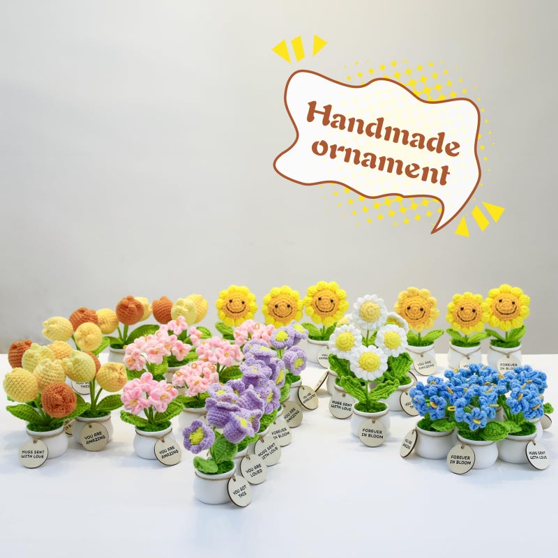 MSEHKM Encouragement Crochet Flowers with Positive Wooden Affirmations Handmade Artifical Flower Decor Ideal for Birthday/Christmas/Thank You Present (Gold Sunflower, You are Appreciated) - Image 2