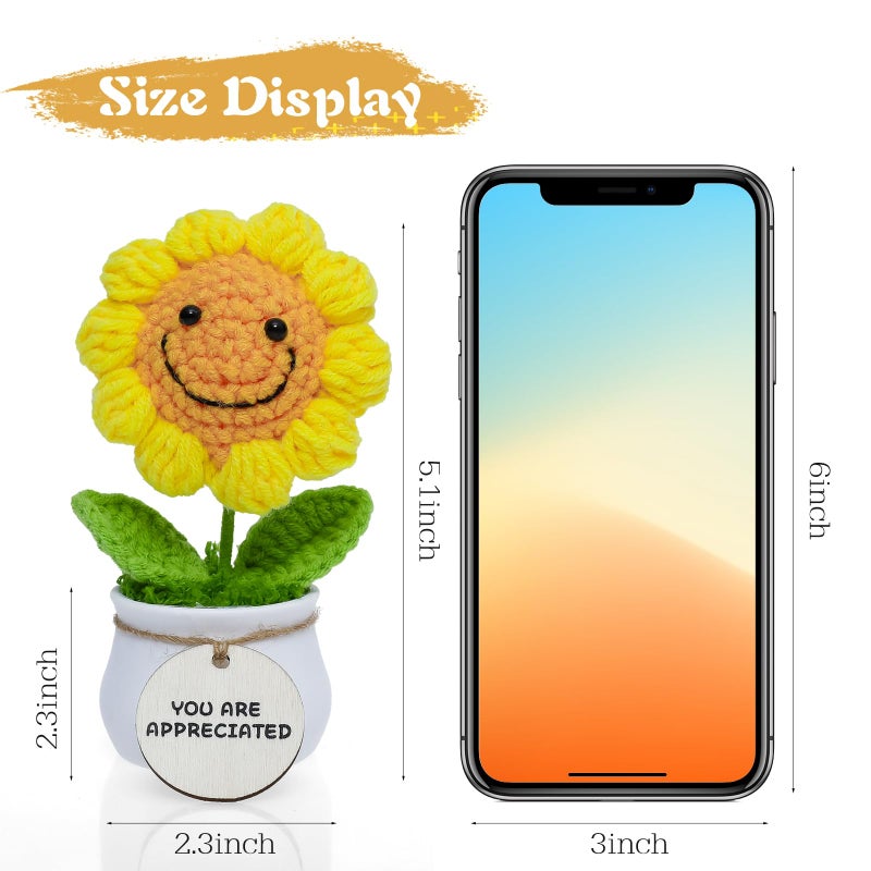 MSEHKM Encouragement Crochet Flowers with Positive Wooden Affirmations Handmade Artifical Flower Decor Ideal for Birthday/Christmas/Thank You Present (Gold Sunflower, You are Appreciated) - Image 3