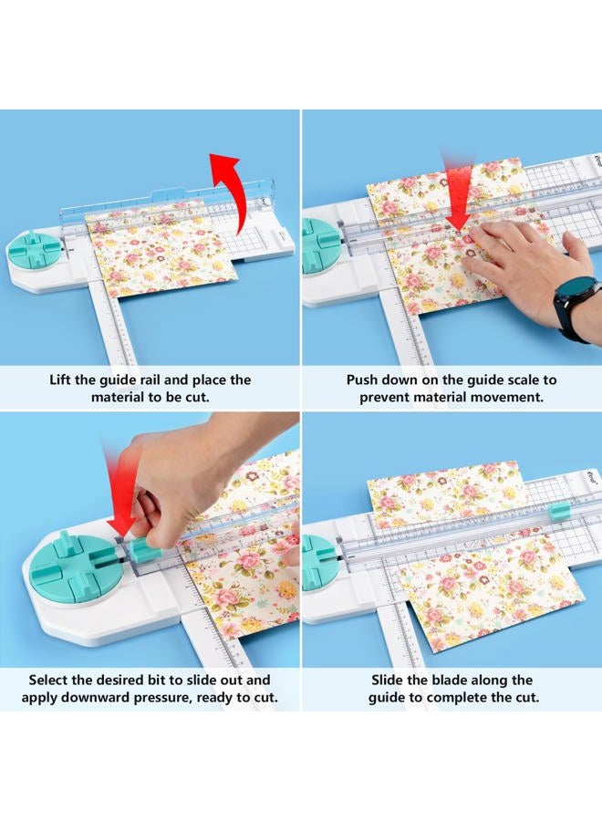 Ecraft 4-in-1 Paper Trimmer: 12" Craft Paper Cutter with Straight, Wave, Dotted, Perforated & Creasing,Perfect for Cutting Cardstock, Coupons, Labels, Photos, Ideal Multi-Function Scrapbooking Tool - Image 5