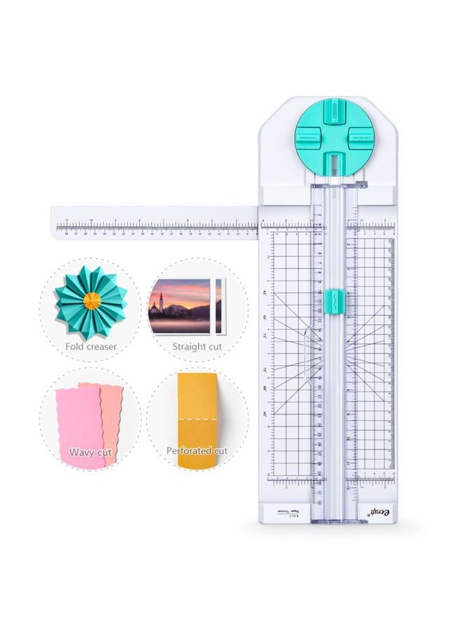 Ecraft 4-in-1 Paper Trimmer: 12" Craft Paper Cutter with Straight, Wave, Dotted, Perforated & Creasing,Perfect for Cutting Cardstock, Coupons, Labels, Photos, Ideal Multi-Function Scrapbooking Tool - Image 1