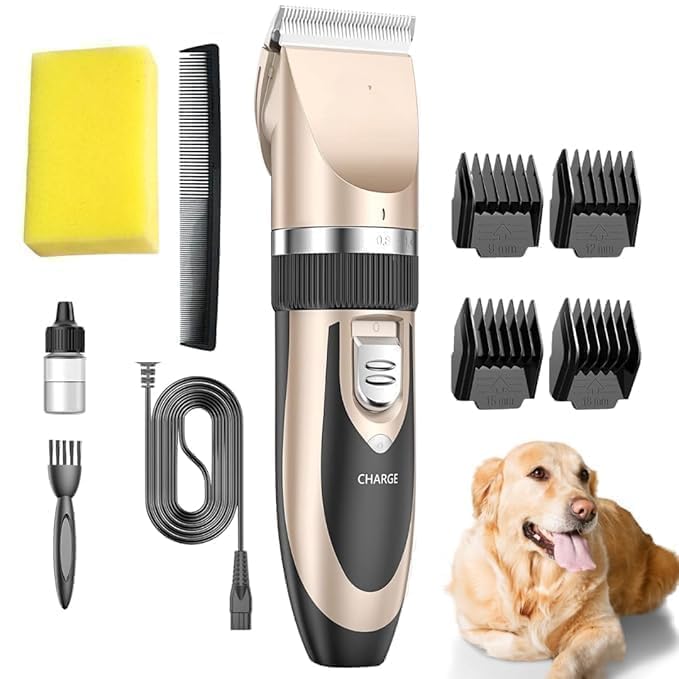 Deoxys Dog Clipper Cat Shaver, Professional Thick Long Hair Clipper for Hairy Animals, Low Noise Pets Grooming Trimmer with 4 Comb Accessories, Suitable for Small Dogs Cats Pets - Image 1