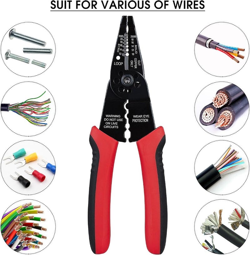 WGGE WG-015 Professional 8-inch Wire Stripper/wire crimping tool, Wire Cutter, Wire Crimper, Cable Stripper, Wiring Tools and Multi-Function Hand Tool. - Image 4