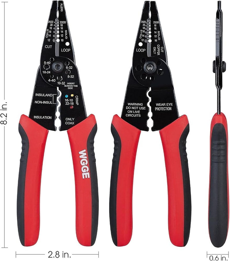 WGGE WG-015 Professional 8-inch Wire Stripper/wire crimping tool, Wire Cutter, Wire Crimper, Cable Stripper, Wiring Tools and Multi-Function Hand Tool. - Image 2
