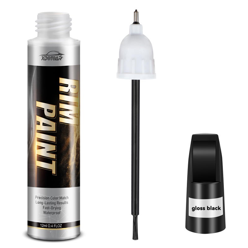 xdotoar Matte Black Rim Touch Up Paint Efficient Wheel Paint Pen for Metal Also Match Flat Black Quick and Easy Repair Curb Rash Car Faucet and More Universal and Color Accurate Long lasting - Image 3
