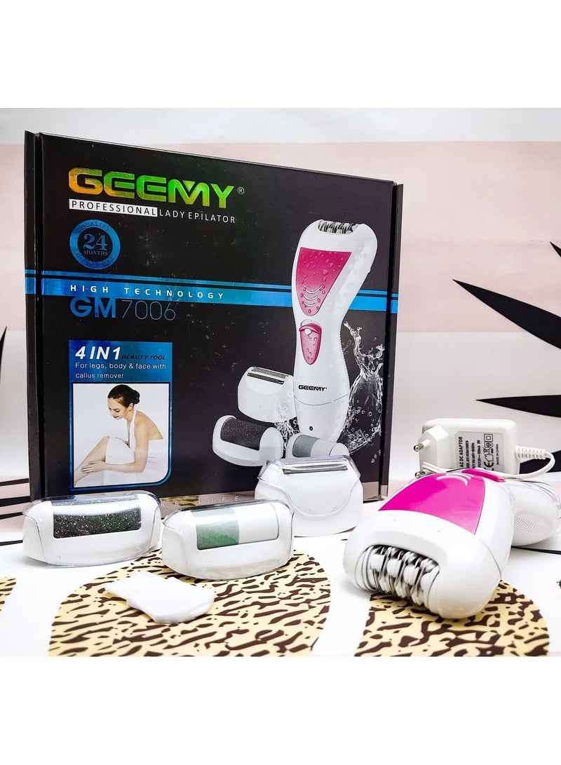 Geemy 4 in 1 Multifunctional Women's Electric Hair Clipper Cordless Hair Removal Trimmer Pedicure Device USB Rechargeable GM-7006 GEEMY - Image 1