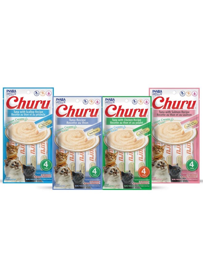 إينابا مكافآت القطط الطبيعية من Churu Lickable Purée (عبوة متنوعة من التونة، 16 أنبوبًا)  - Image 1