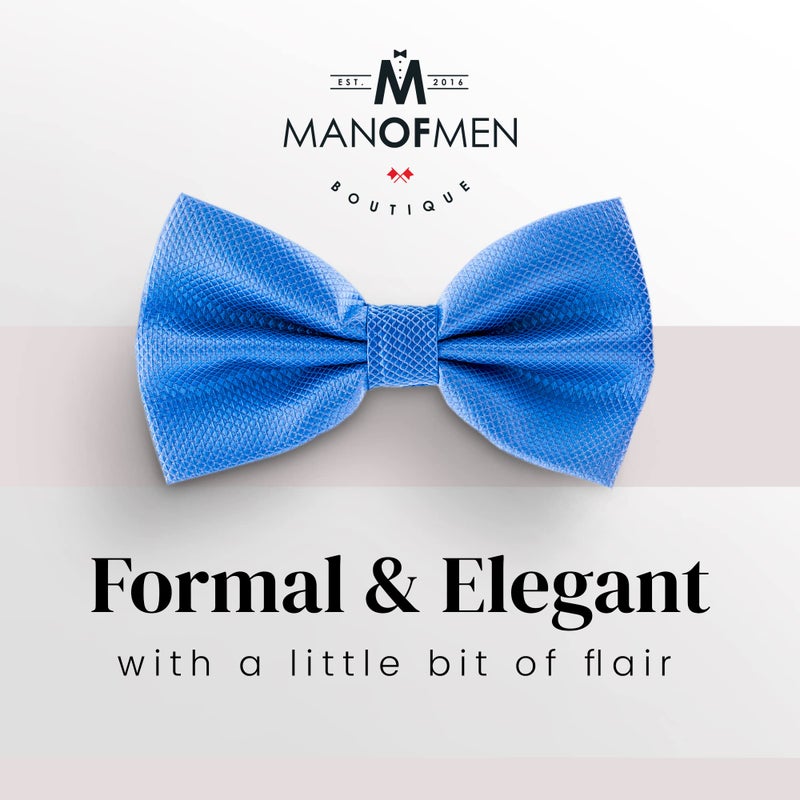 Man of Men Bow Tie for Men Polyester Solid Pretied Bowties Adjustable Tuxedos Bowtie for Weddings & Groomâ€™s Gift â€“ Bow Ties for Women (6, Baby Blue) - Image 2