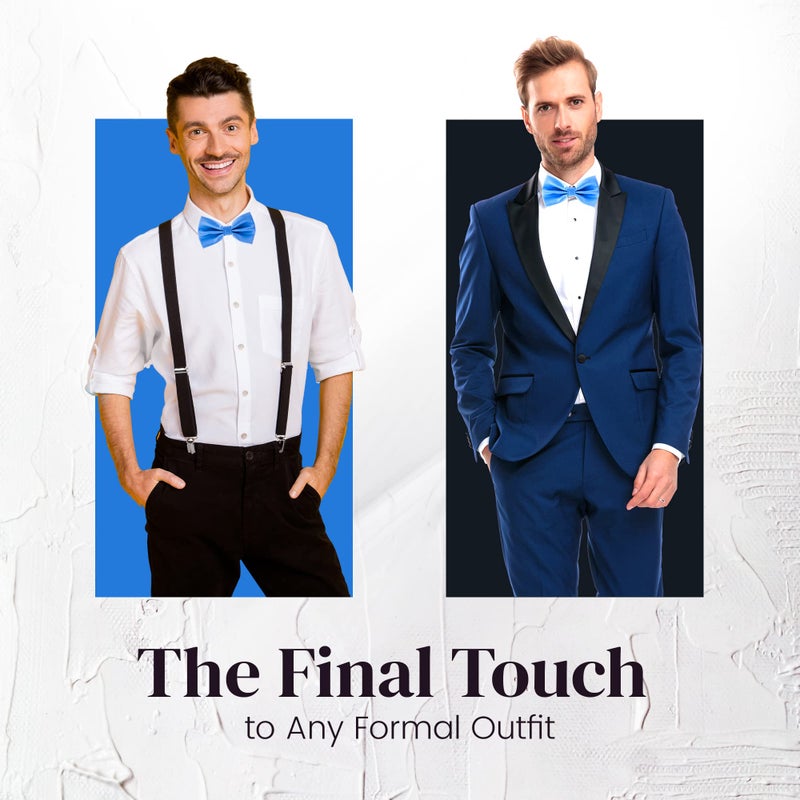 Man of Men Bow Tie for Men Polyester Solid Pretied Bowties Adjustable Tuxedos Bowtie for Weddings & Groomâ€™s Gift â€“ Bow Ties for Women (6, Baby Blue) - Image 3