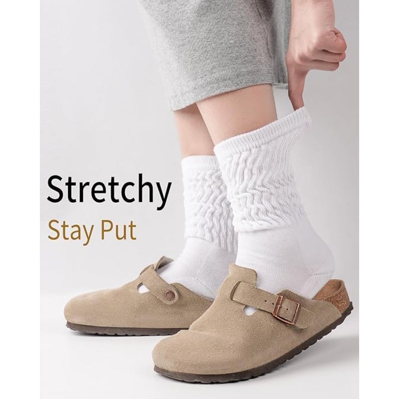 جوارب Slouchy Crew للنساء جوارب ناعمة ناعمة لطيفة على الموضة الرجعية للأحذية الرياضية مقاس 5-11 - Image 3