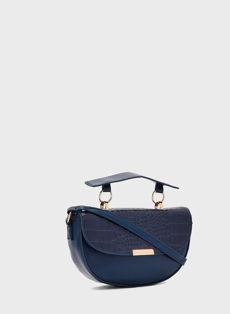 ايلا Croc Effect Handle Detail Cross Body Bag