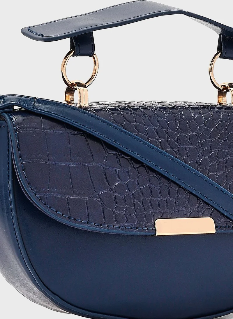 ايلا Croc Effect Handle Detail Cross Body Bag