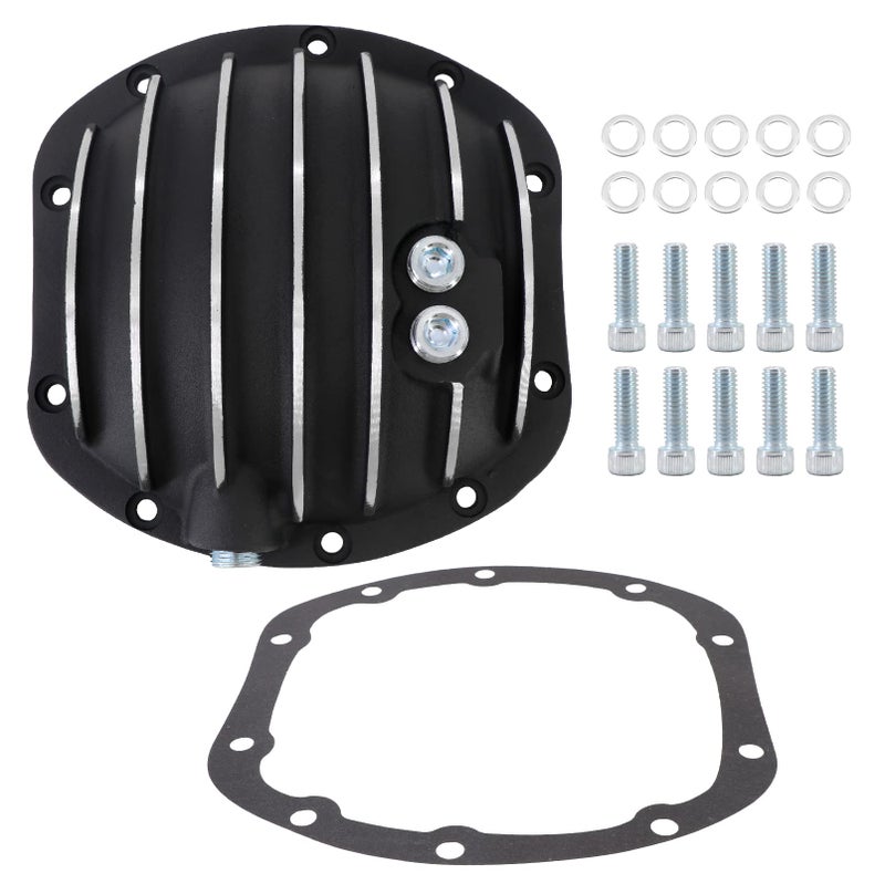 Tektall Dana 30 10 Bolt Finned Black Front Aluminum Differential Cover for CJ TJ YJ JK