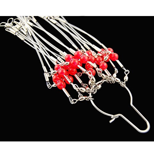 Shaddock Fishing Mono Fishing Leader Rigs with Swivel Snaps Saltwater Surf Fishing Bottom Rigs High Strength Drop Fishing Rig 1 Arm and 2 Arm Nylon Leader Wire Leader Rigging for Lures Bait Hooks (12PCS, 1 Arm) - Image 4