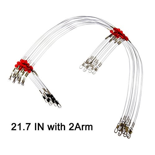 Shaddock Fishing Mono Fishing Leader Rigs with Swivel Snaps Saltwater Surf Fishing Bottom Rigs High Strength Drop Fishing Rig 1 Arm and 2 Arm Nylon Leader Wire Leader Rigging for Lures Bait Hooks (12PCS, 1 Arm) - Image 3