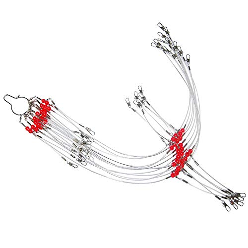 Shaddock Fishing Mono Fishing Leader Rigs with Swivel Snaps Saltwater Surf Fishing Bottom Rigs High Strength Drop Fishing Rig 1 Arm and 2 Arm Nylon Leader Wire Leader Rigging for Lures Bait Hooks (12PCS, 1 Arm) - Image 1