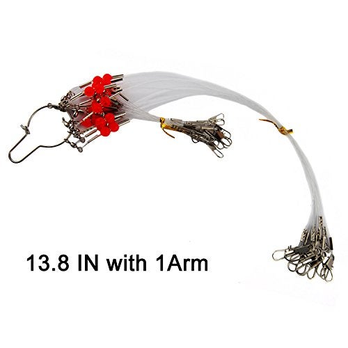 Shaddock Fishing Mono Fishing Leader Rigs with Swivel Snaps Saltwater Surf Fishing Bottom Rigs High Strength Drop Fishing Rig 1 Arm and 2 Arm Nylon Leader Wire Leader Rigging for Lures Bait Hooks (12PCS, 1 Arm) - Image 2