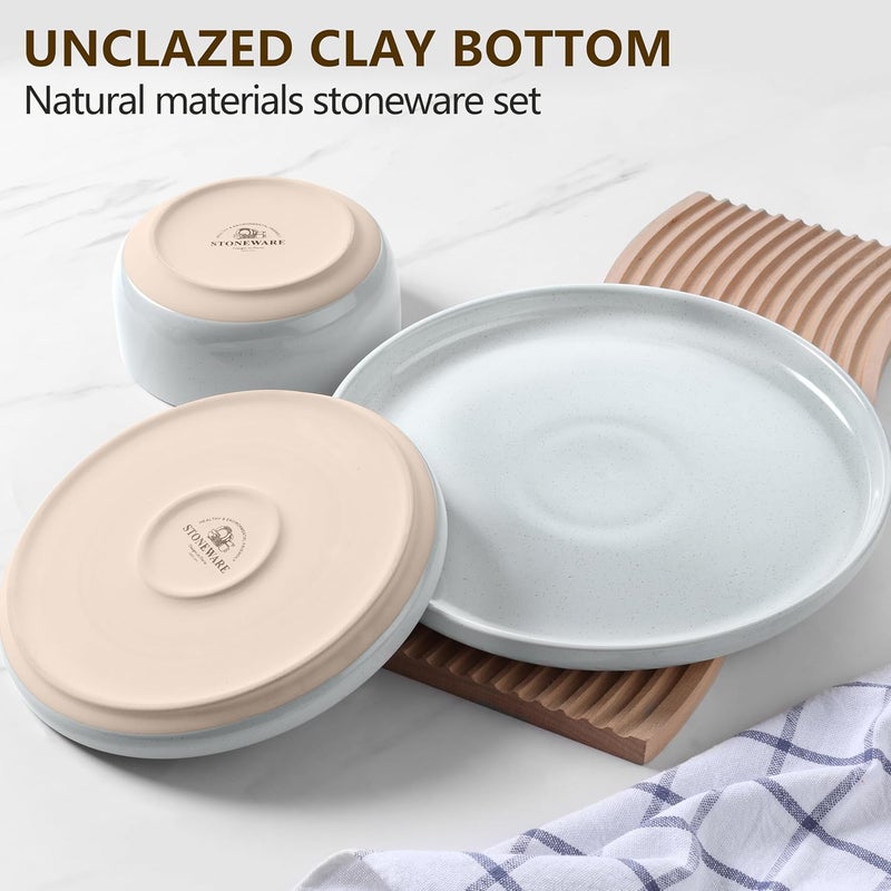 LIANYU Ceramic Dinnerware Dish Sets Plates and Bowls Sets for 8 24 PCS Dishware with Dinner Salad Plate and Cereal Bowls Oven  Dishwasher Safe Scratch Resistant Glacier Gray - Image 2