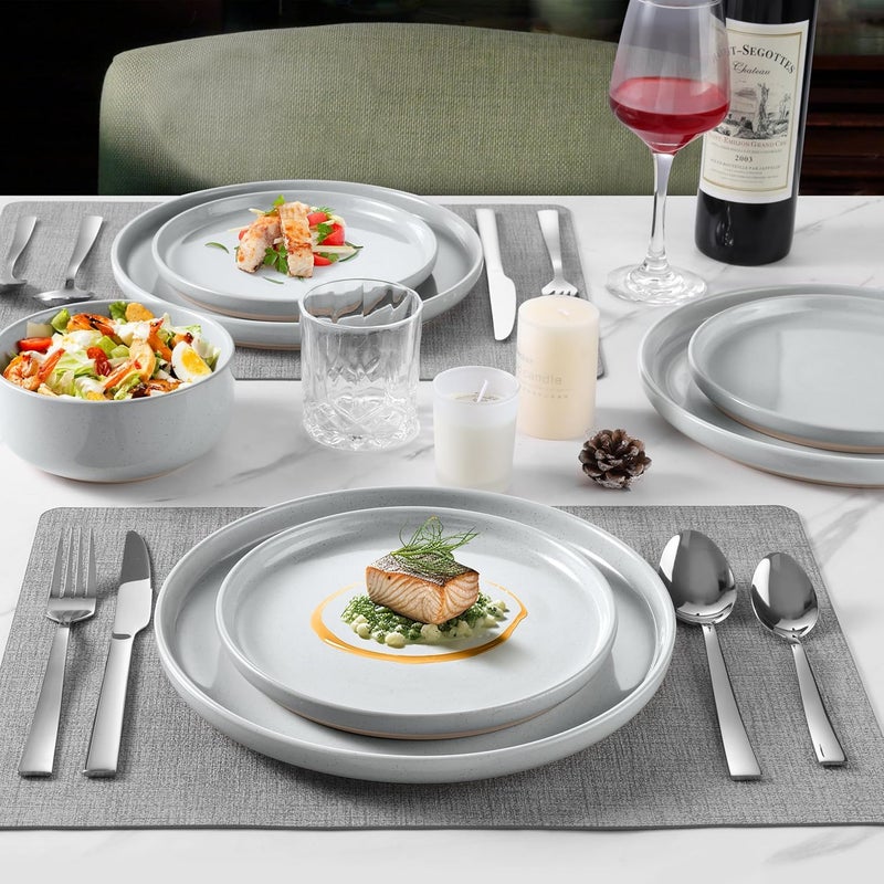 LIANYU Ceramic Dinnerware Dish Sets Plates and Bowls Sets for 8 24 PCS Dishware with Dinner Salad Plate and Cereal Bowls Oven  Dishwasher Safe Scratch Resistant Glacier Gray - Image 4