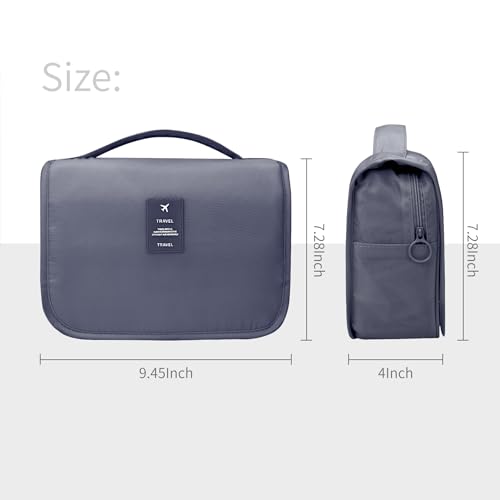 Lcsmaokin Large Capacity Toiletry Bag Travel Bag with Hanging Hook for Men and Women Waterproof Travel Cosmetic Bag Bathroom Storage Bag for Brushes Set,Mens Bathroom Bag Accessories-Grey - Image 5