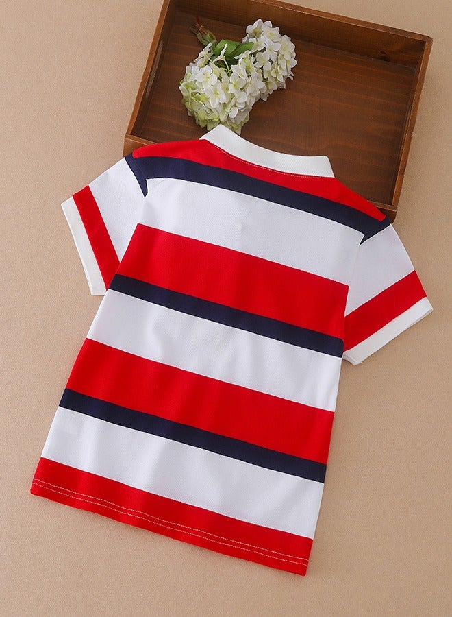 KUYEEBEAR KUYEEBEAR Boys Preppy Style Short Sleeve Summer Polo Shirt  - Image 2