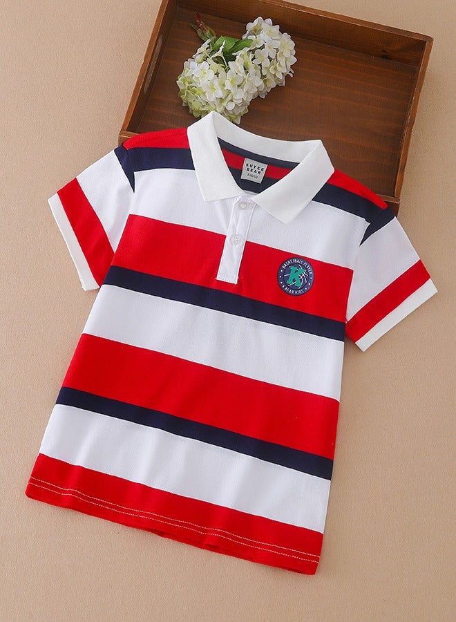 KUYEEBEAR KUYEEBEAR Boys Preppy Style Short Sleeve Summer Polo Shirt  - Image 1
