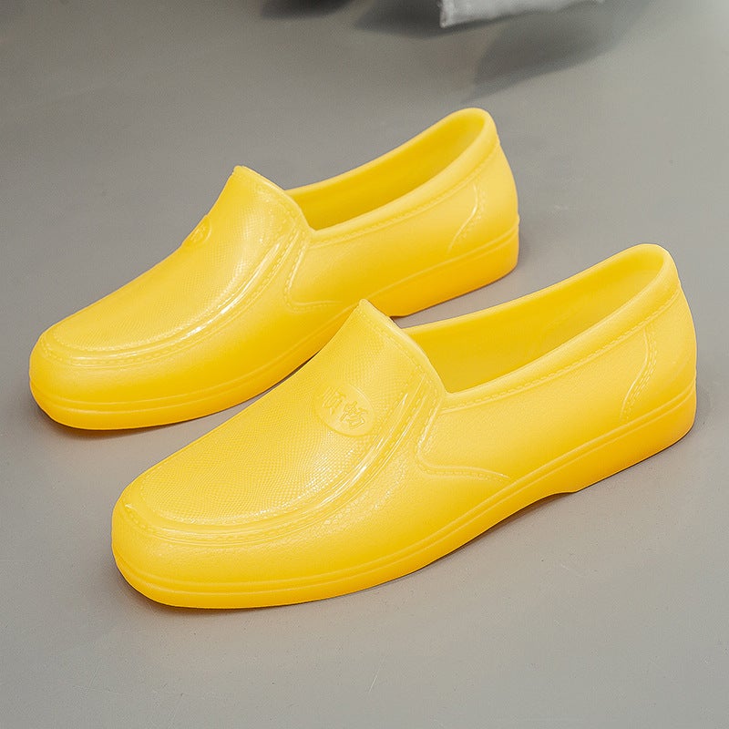 Mens Durable Non-Slip Waterproof Yellow Rain Boots 3885-yellow [single shoes]] 