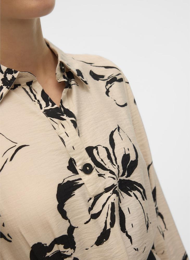 فيرو مودا فستان ميدي بياقة مطبوع عليه زهور - Image 4