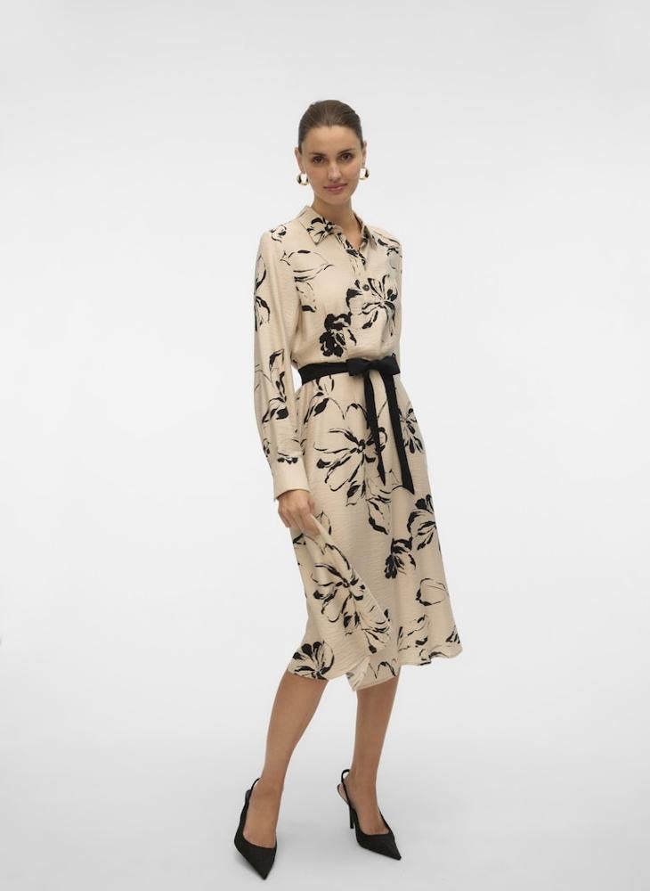 فيرو مودا فستان ميدي بياقة مطبوع عليه زهور - Image 3