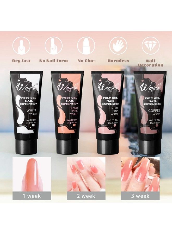 Wenida Nail Extension Gel Kit Wenida 4 Nude Colors Nail Builder Gel Set Nail Enhancement Gel For Home Diy Nail Manicure Art - Image 4