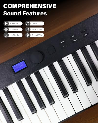 AiJoy 88-Key Piano Keyboard Portable Folding Piano with Semi-Weighted Keyboard, USB-MIDI, Sustain Pedal and Stand, Electric Keyboard Piano for Beginners, Black - Image 2