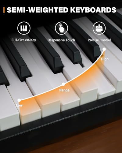 AiJoy 88-Key Piano Keyboard Portable Folding Piano with Semi-Weighted Keyboard, USB-MIDI, Sustain Pedal and Stand, Electric Keyboard Piano for Beginners, Black - Image 3