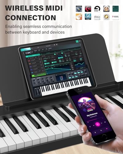 AiJoy 88-Key Piano Keyboard Portable Folding Piano with Semi-Weighted Keyboard, USB-MIDI, Sustain Pedal and Stand, Electric Keyboard Piano for Beginners, Black - Image 4