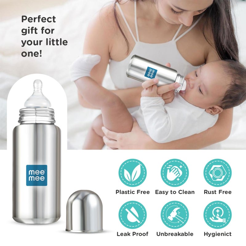 Mee Mee Baby Steel Feeding Bottle 300ml for Infants - Image 4