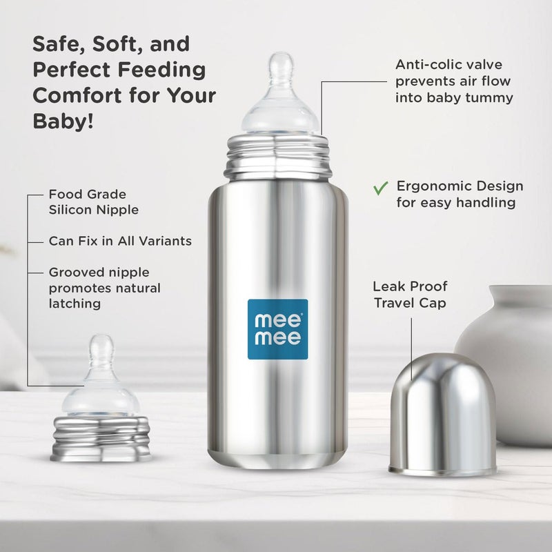 Mee Mee Baby Steel Feeding Bottle 300ml for Infants - Image 2