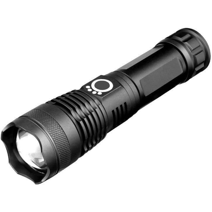 Cross-border new P70 strong light flashlight rechargeable super bright multifunctional high-power aluminum alloy telescopic zoom P50 single flashlight without battery