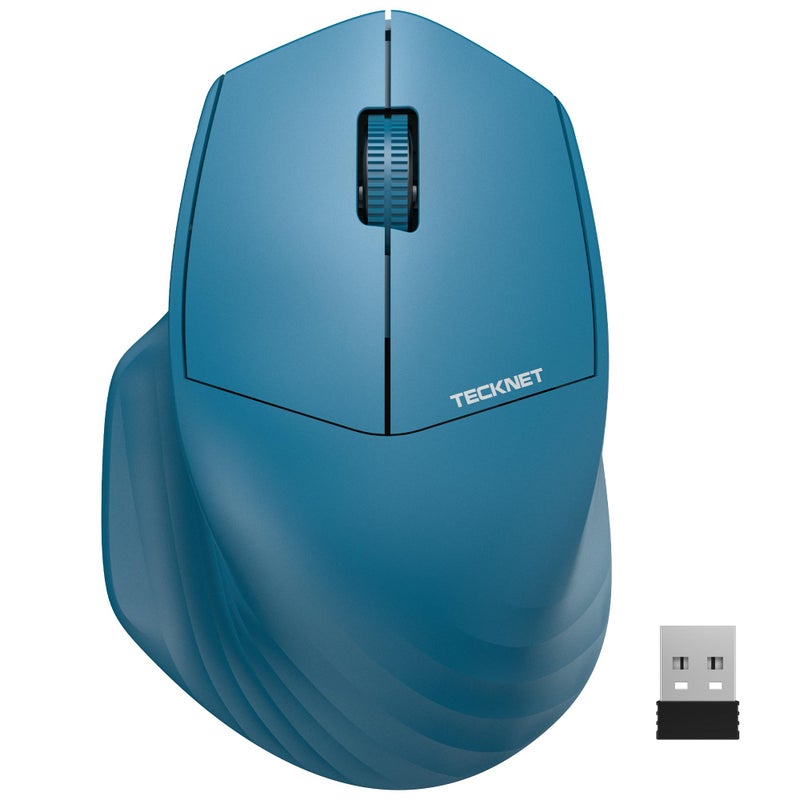 TECKNET Wireless Mouse, 2.4GHz Computer Mouse, 3 Adjustable DPI Silent Mouse with USB A Receiver, 3 Buttons, 1600 DPI, 6 Months Battery Life, Ergonomic Wireless Mouse for Laptop, PC, Mac, Desktop-Blue - Image 1