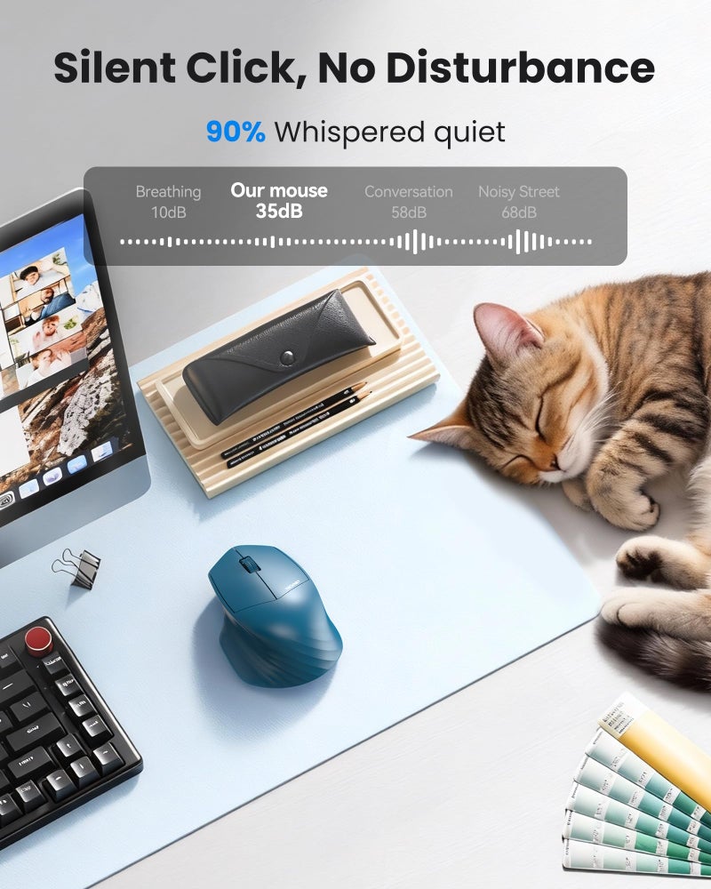 TECKNET Wireless Mouse, 2.4GHz Computer Mouse, 3 Adjustable DPI Silent Mouse with USB A Receiver, 3 Buttons, 1600 DPI, 6 Months Battery Life, Ergonomic Wireless Mouse for Laptop, PC, Mac, Desktop-Blue - Image 5