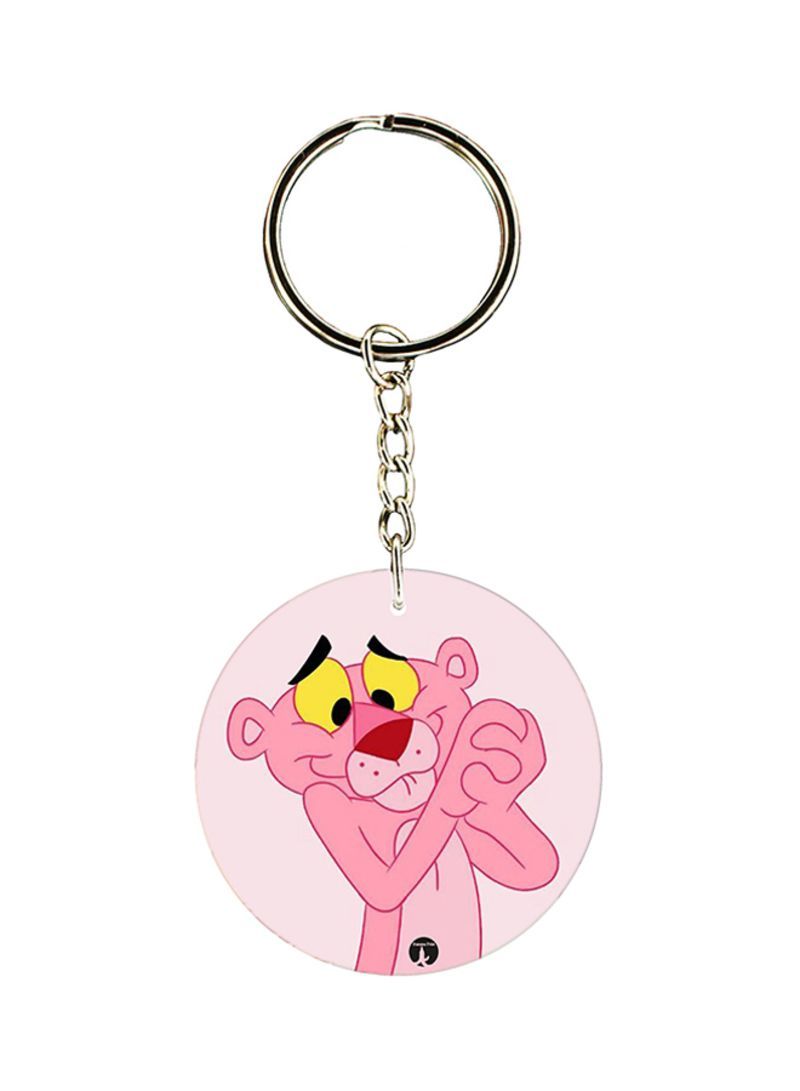 Pink Panther Design Keychain Pink/Silver/Yellow