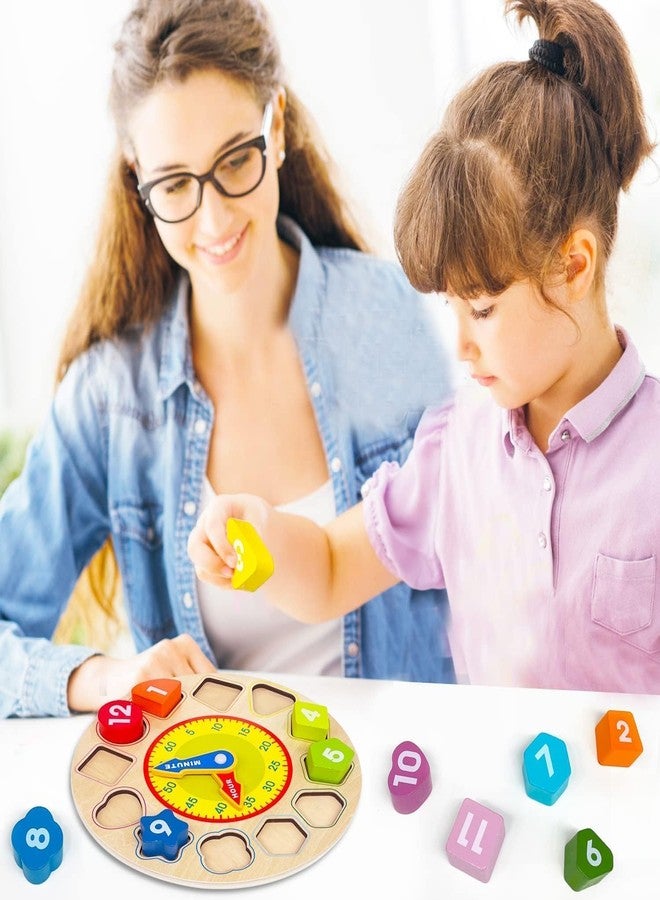 CountryLink Montessori Wooden Shape Sorting Clock Toy for Toddlers | Time Learning Puzzle Game for Kids | Early Education Math & Color Recognition Toy | Preschool Learning Tool for Boys & Girls - Image 2