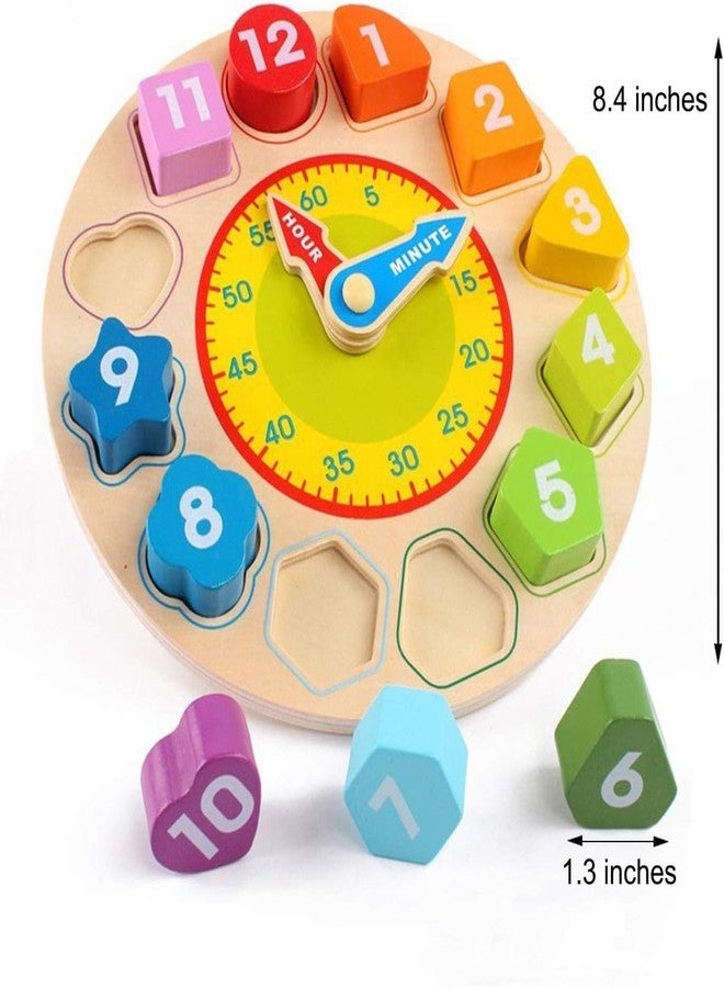 CountryLink Montessori Wooden Shape Sorting Clock Toy for Toddlers | Time Learning Puzzle Game for Kids | Early Education Math & Color Recognition Toy | Preschool Learning Tool for Boys & Girls - Image 4