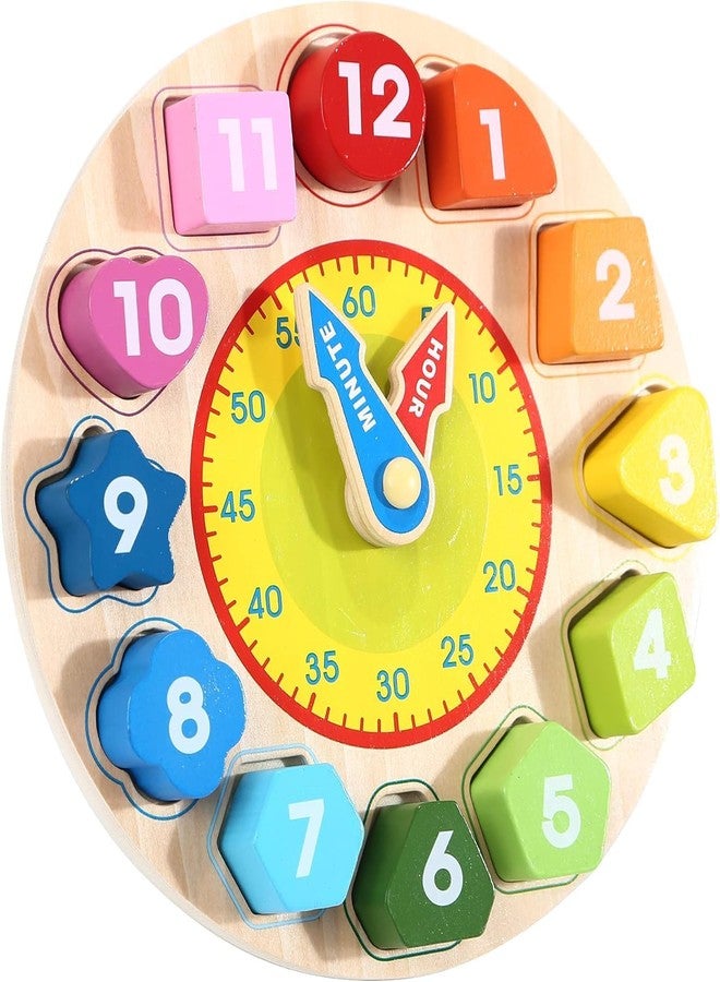 CountryLink Montessori Wooden Shape Sorting Clock Toy for Toddlers | Time Learning Puzzle Game for Kids | Early Education Math & Color Recognition Toy | Preschool Learning Tool for Boys & Girls - Image 1