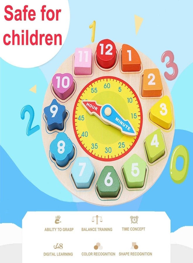 CountryLink Montessori Wooden Shape Sorting Clock Toy for Toddlers | Time Learning Puzzle Game for Kids | Early Education Math & Color Recognition Toy | Preschool Learning Tool for Boys & Girls - Image 5