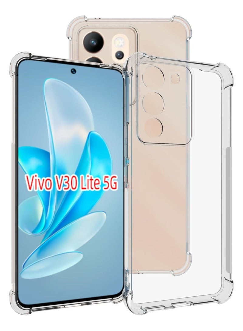 Case for Vivo V30 Lite / Vivo Y200 5G Anti-Scratch Bumper Cover Flexible Soft TPU Anti-Fall Reinforced Corner Shockproof Transparent Phone Case for Vivo V30 Lite 5G - Image 1
