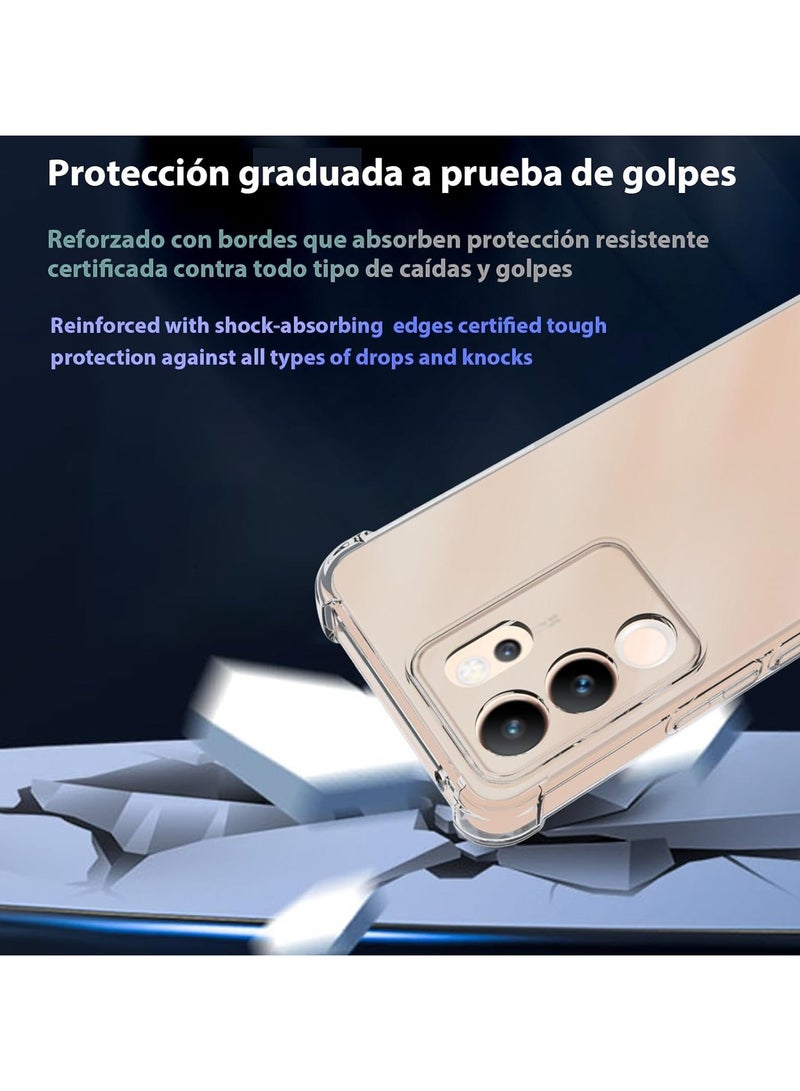 Case for Vivo V30 Lite / Vivo Y200 5G Anti-Scratch Bumper Cover Flexible Soft TPU Anti-Fall Reinforced Corner Shockproof Transparent Phone Case for Vivo V30 Lite 5G - Image 2