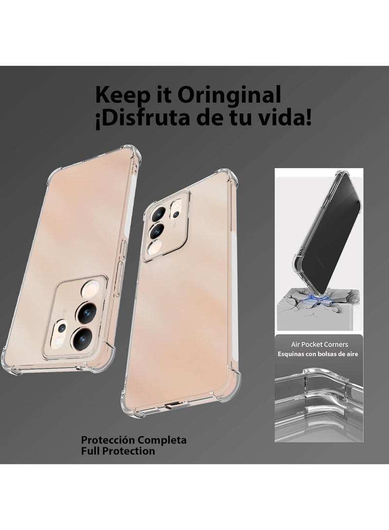 Case for Vivo V30 Lite / Vivo Y200 5G Anti-Scratch Bumper Cover Flexible Soft TPU Anti-Fall Reinforced Corner Shockproof Transparent Phone Case for Vivo V30 Lite 5G - Image 4