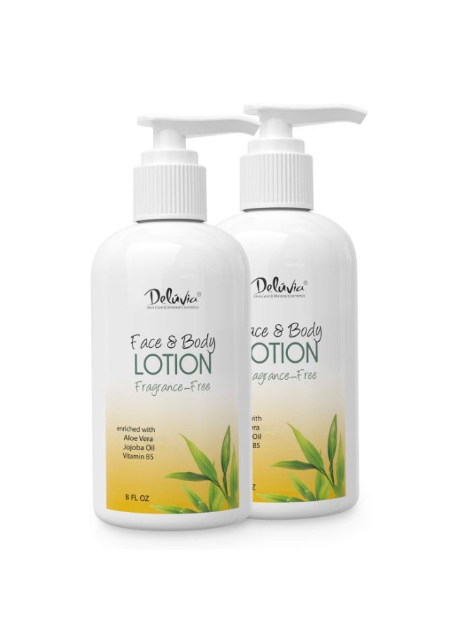Deluvia Moisturizing Body Lotion & Face Lotion, organic Aloe Vera, Shea Butter, Organic Jojoba Oil, Vitamin E & B5. Daily Skin Moisturizing Lotion For Dry Skin, Great For All Skin Types. - 2 Pack - Image 1