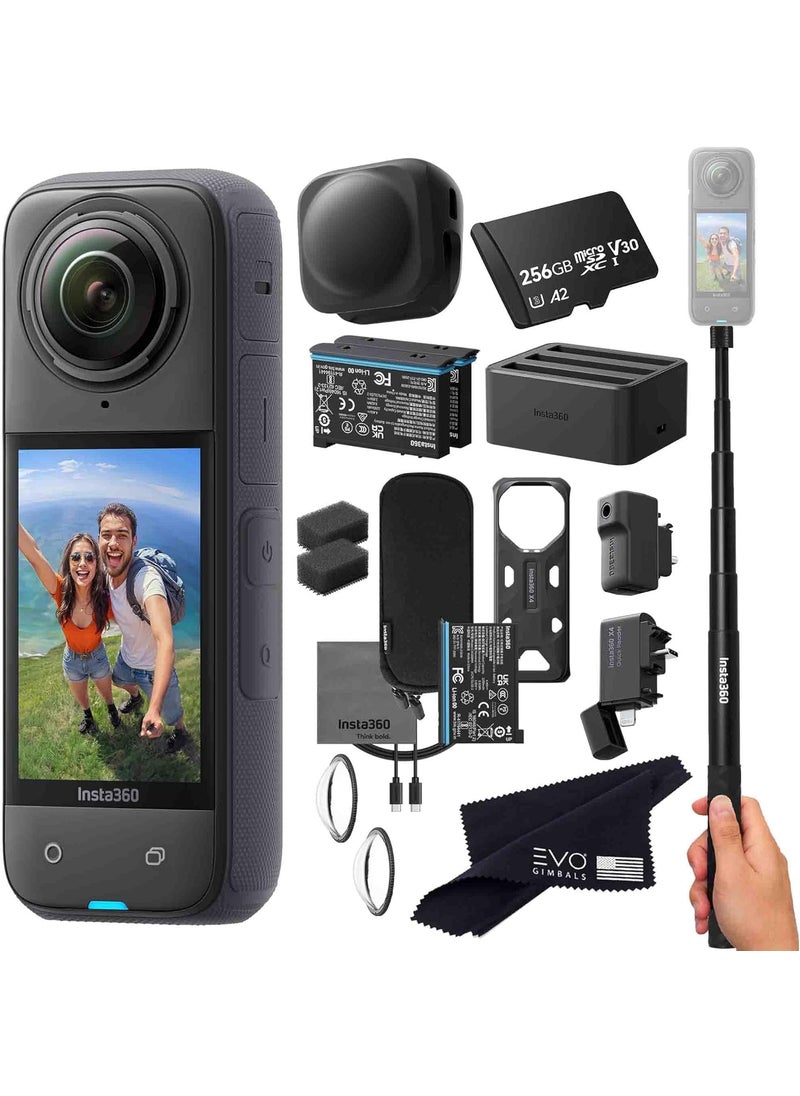 Insta360 Insta360 X4 Pro Bundle8K Waterproof 360 Action Camera with 8K 360 HDR Video Bundle Includes Selfie Stick Extra 2 Batteries Charger Quick Reader Mic Adapter Lens Cap Wind Muff 256GB  - Image 1