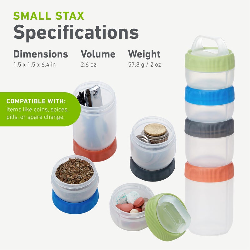 humangear STAX, Stackable Snack Containers - 4-Piece Leak-Proof Snack Travel System - FDA-Food Safe, BPA/PC/Phthalate-Free - Stackable & Click-Together Food Storage, Small - Image 5