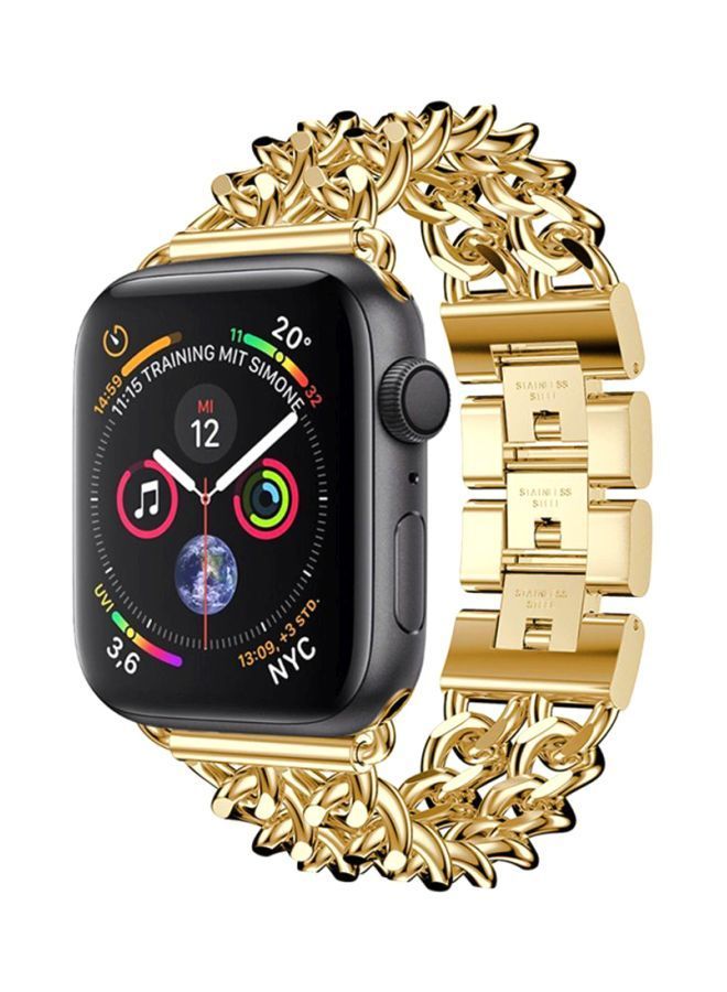 NIBEMINENT Double Row Cowboy Chain Replacement Band For Apple Watch Series 4 40mm Gold - Image 2